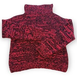 Aran Pure Handknit Turtleneck Cotton Sweater Oversized Pullover Small S